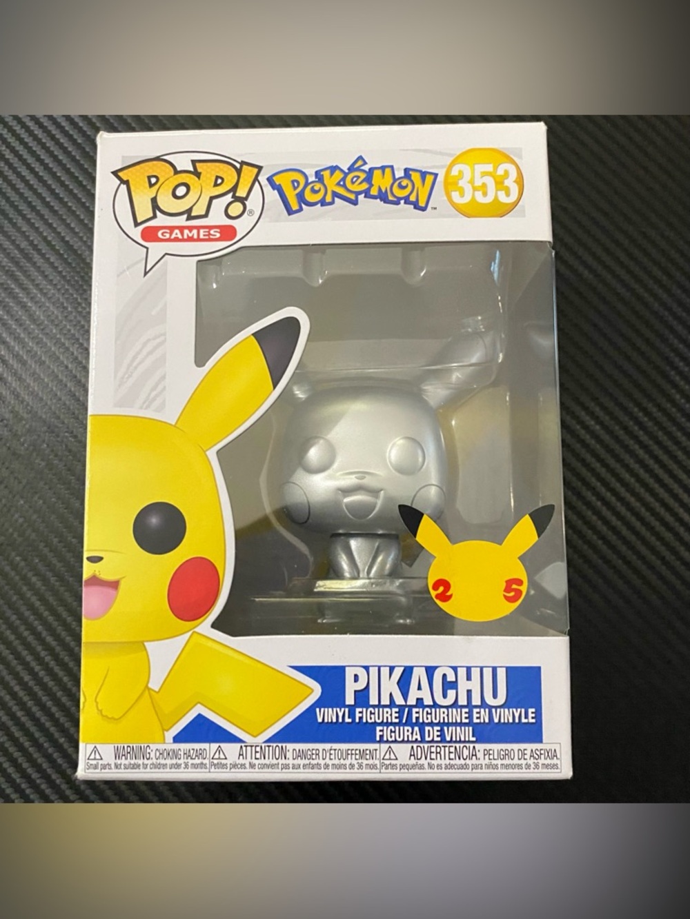 NIB Metallic Pikachu Pokémon Funko Pop #353 Vinyl Figurine